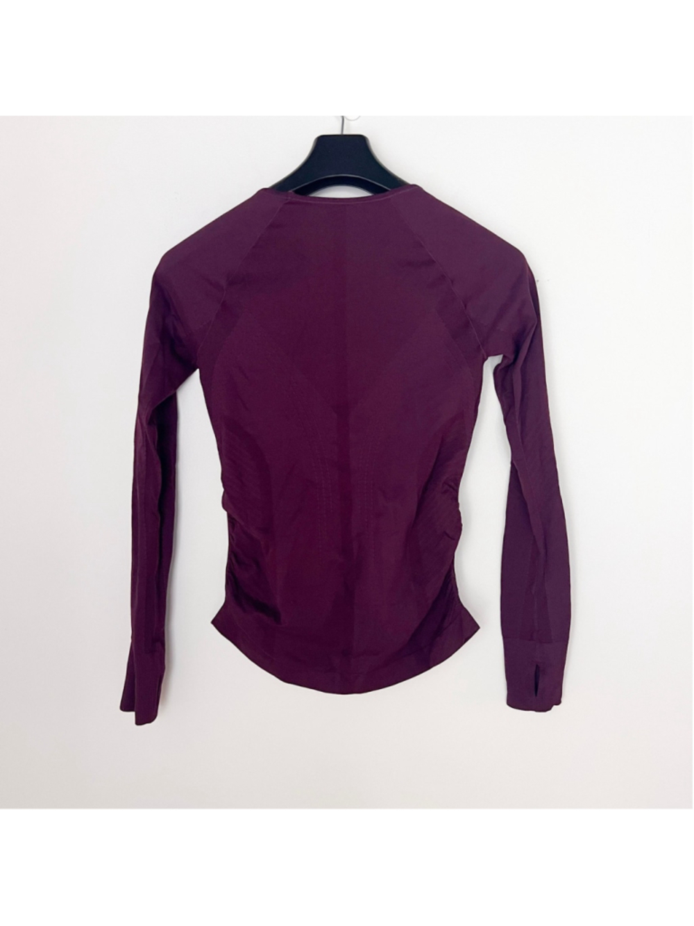Quince Women Seamless Sz S Ruched Long Sleeve Athletic Top Plum Yoga Sustainable - Picture 3 of 10